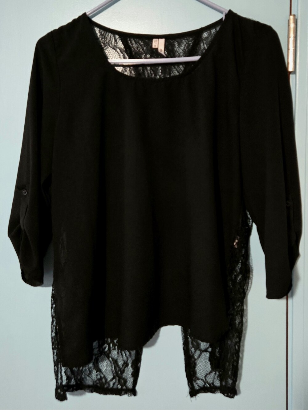 Black Lace-Back Layering Blouse